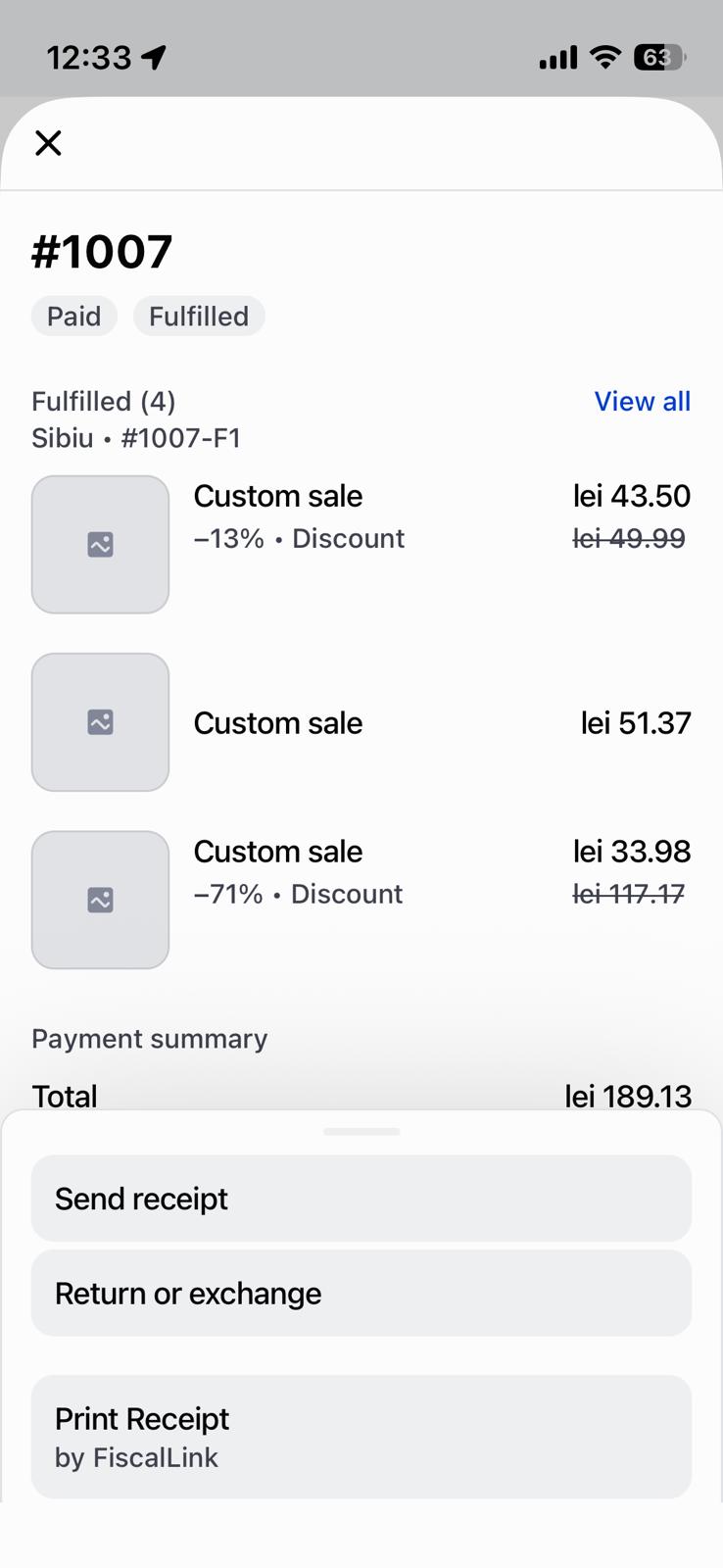 Shopify POS — Print Receipt cu FiscalLink